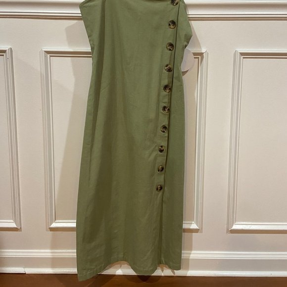 NWTS Linen Lux Sage Green Cotton Sheath Dress Sz - Picture 2 of 7